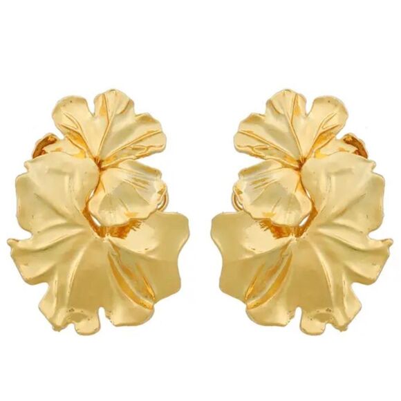 Hammered flower earrings N50 - Picture 2 of 6